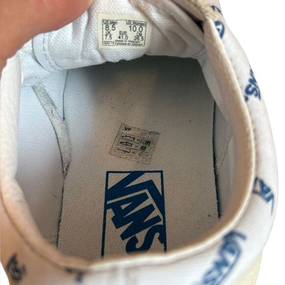 Vans Old Skool Canvas Low Top Sneaker All Over Logo Mens 8.5 Womens 10 - Picture 9 of 9